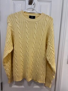 Hunt Club Pale Yellow Cable Crewneck Sweater